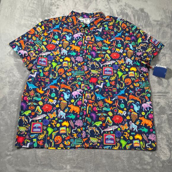 Disney Shirt Mens XXXL Blue Animal Kingdom Imagineering Exclusive Rare AOP New - Picture 1 of 10